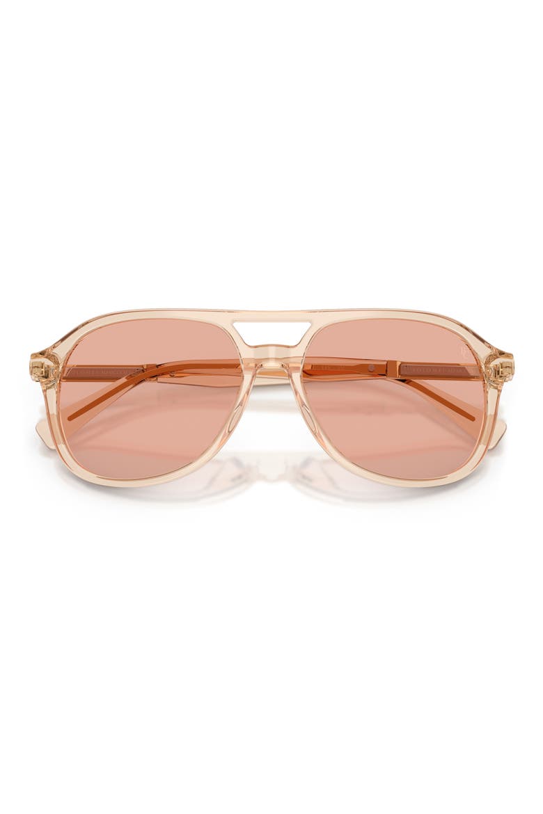 56mm Pilot Sunglasses, Alternate, color, PEACH