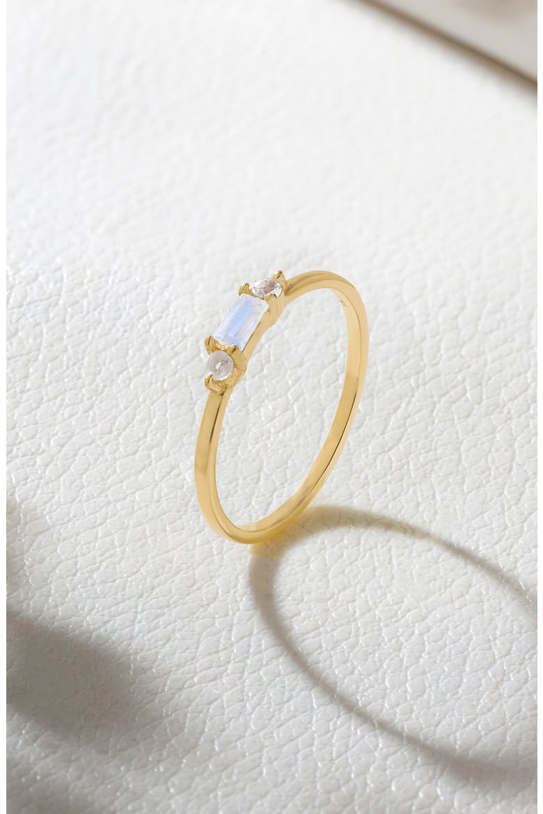 Baguette & Round Gemstone Ring, Alternate, color, LIGHT BLUE