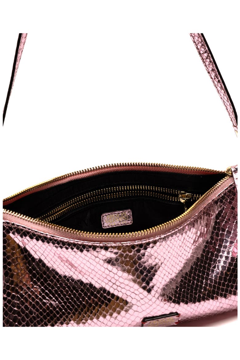 Mia Snakeskin Embossed Metallic Leather Shoulder Bag, Alternate, color, PINK