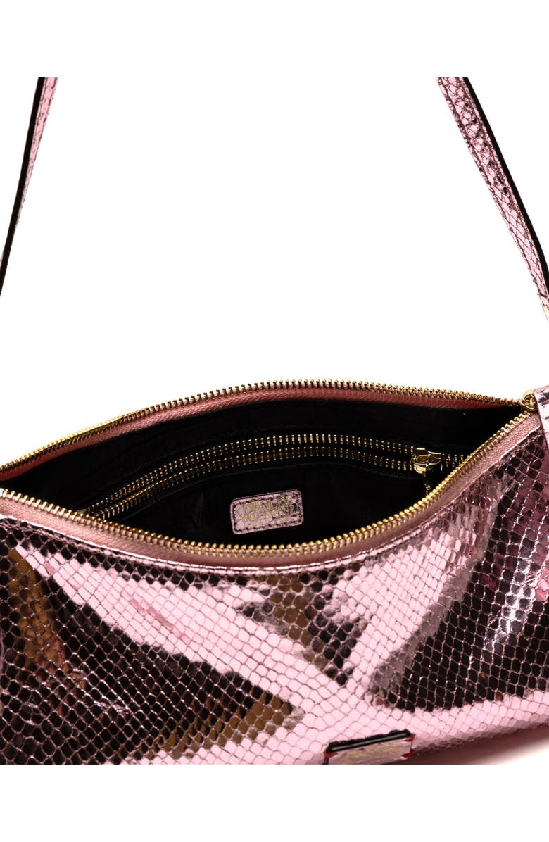 Frances Valentine Mia Snakeskin Embossed Metallic Leather Shoulder Bag, Alternate, color, Pink