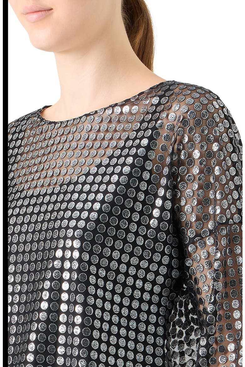 Metallic Dot Semisheer Shirt, Alternate, color, BRUSHED STEEL