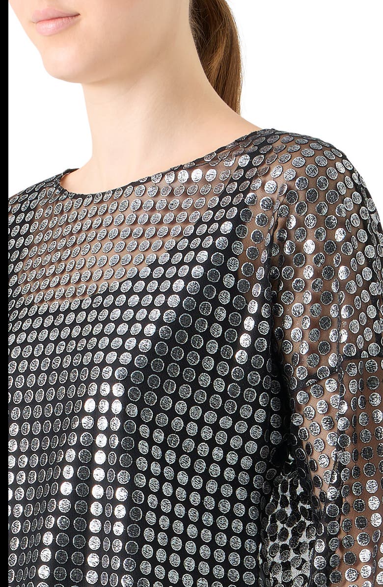 Akris punto Metallic Dot Semisheer Shirt, Alternate, color, Brushed Steel