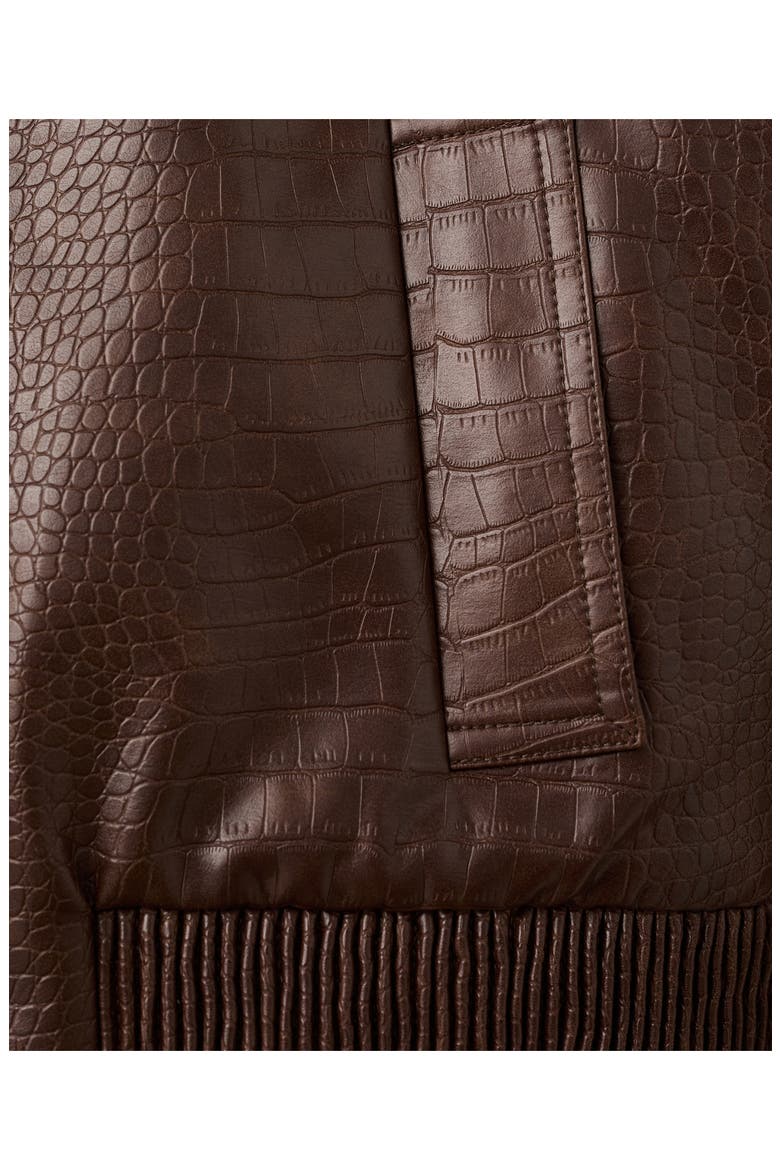 Dundee Croc Embossed Faux Leather Jacket, Alternate, color, BROWN