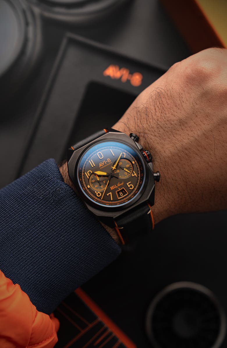 AVI-8 Bell X-1 Machbuster Chronograph Watch, 41mm, Alternate, color, Black