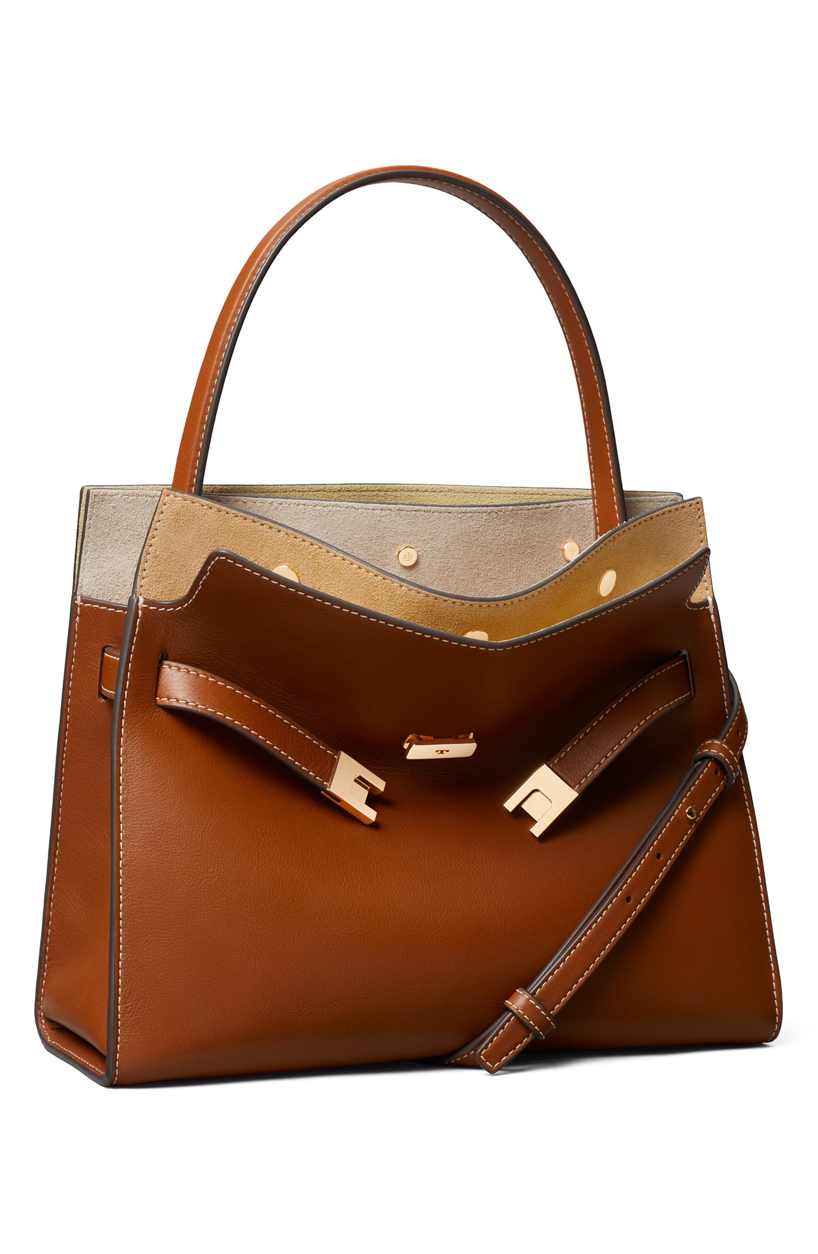 Small Lee Radziwill Leather Double Bag, Alternate, color, AGED TAN