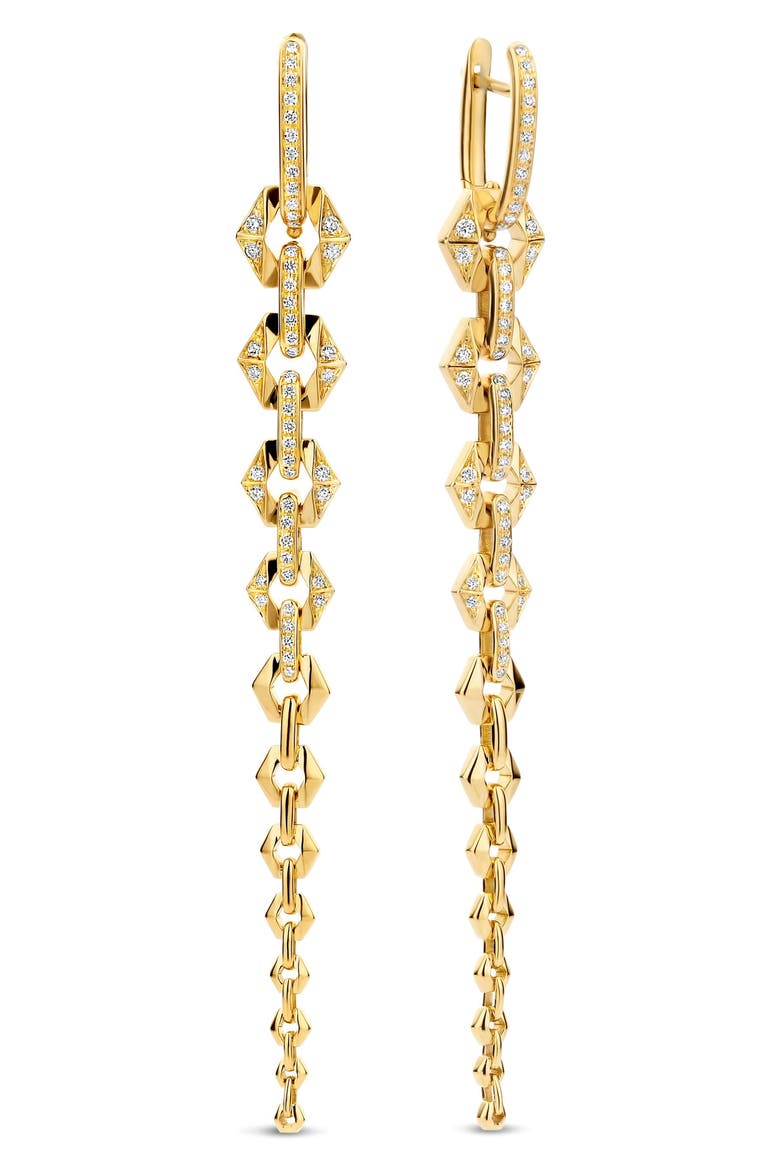 Flow Graduated Diamond Chain Drop Earrings, Main, color, YELLOW GOLD