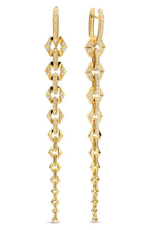 Flow Graduated Diamond Chain Drop Earrings
