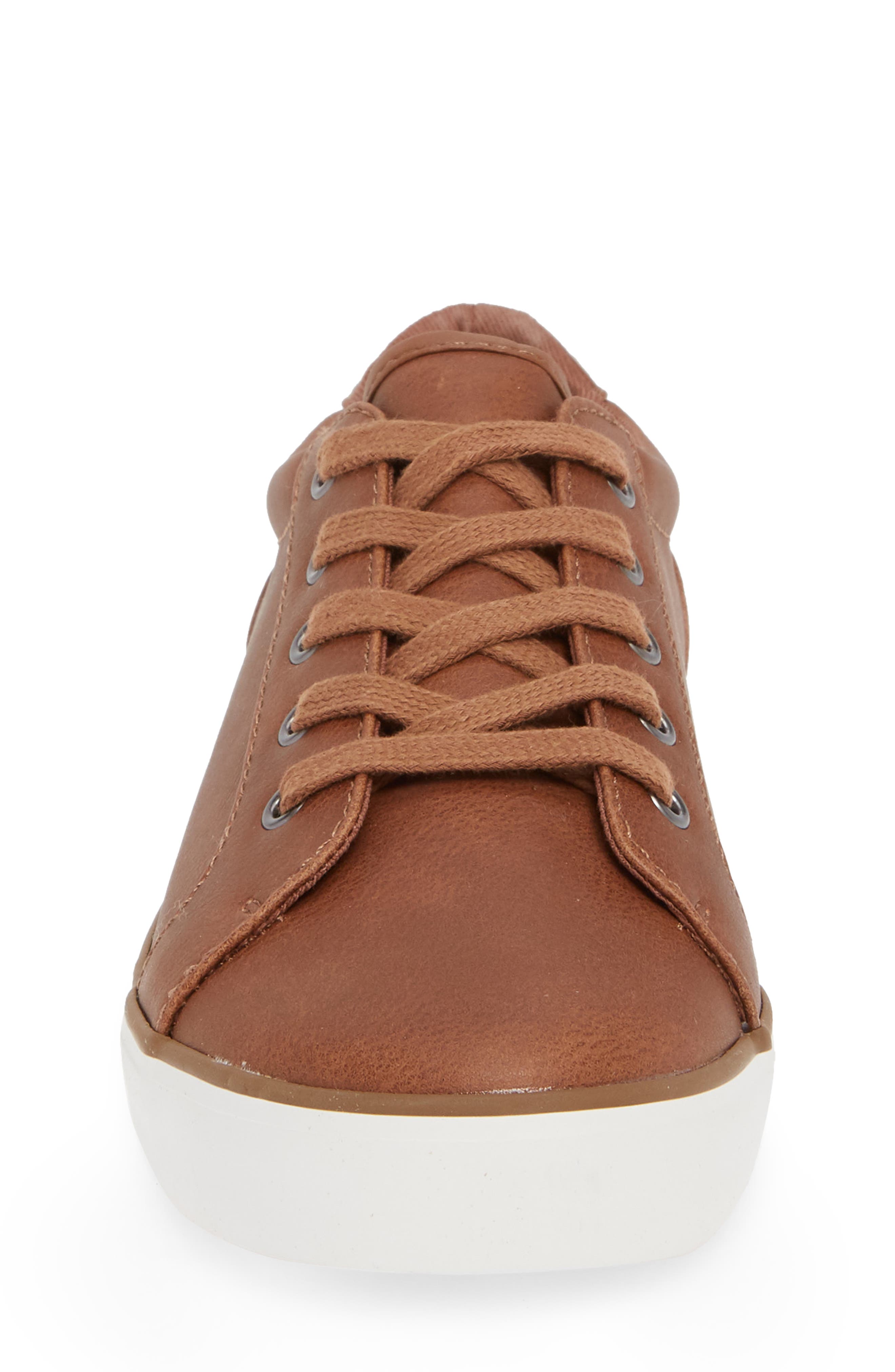 Lace Up Sneaker, Alternate, color, COGNAC FAUX LEATHER