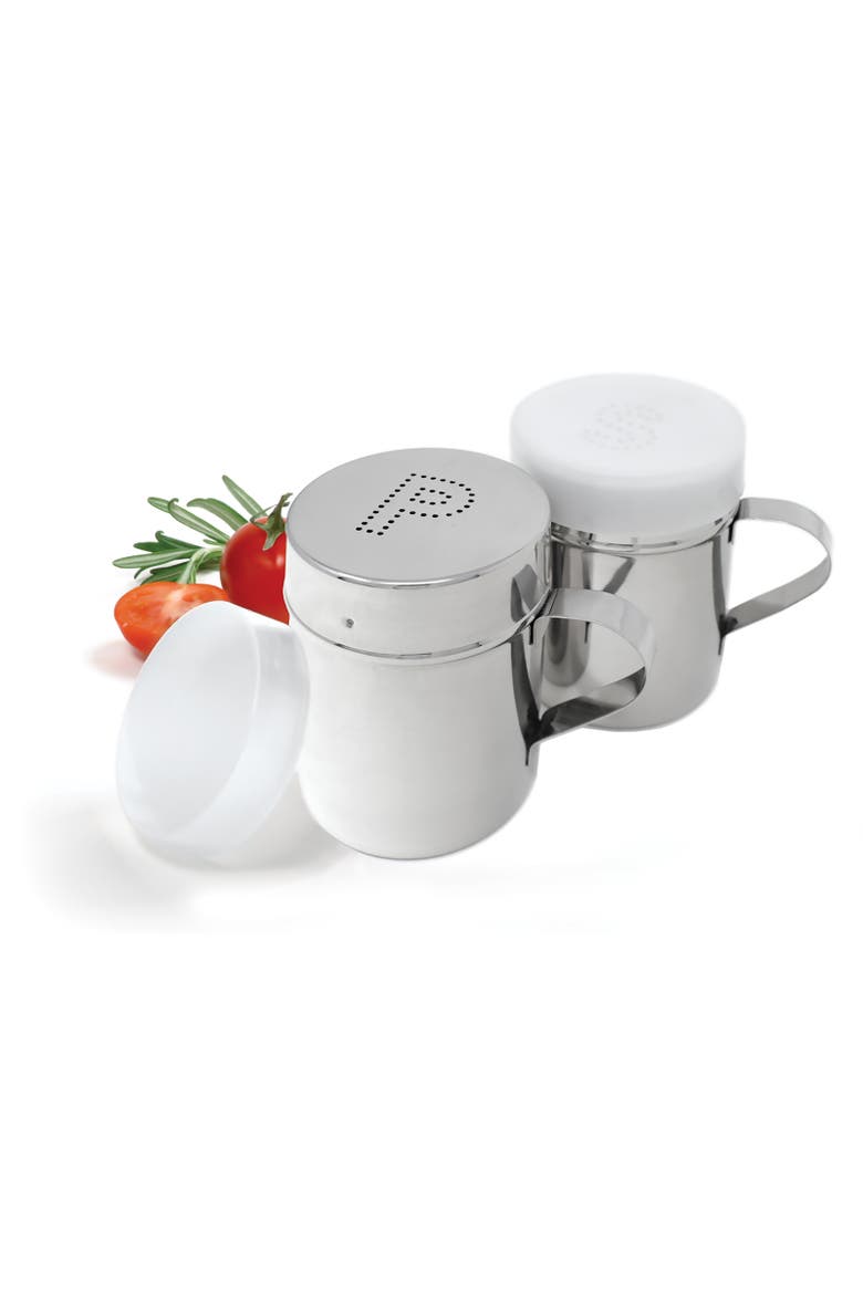 Stainless Steel Salt and Pepper Shaker Set with Covers, Alternate, color, Silver