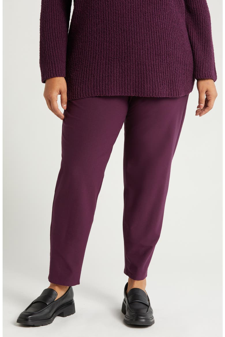 High Waist Slim Stretch Ankle Pants, Main, color, BLACKBERRY