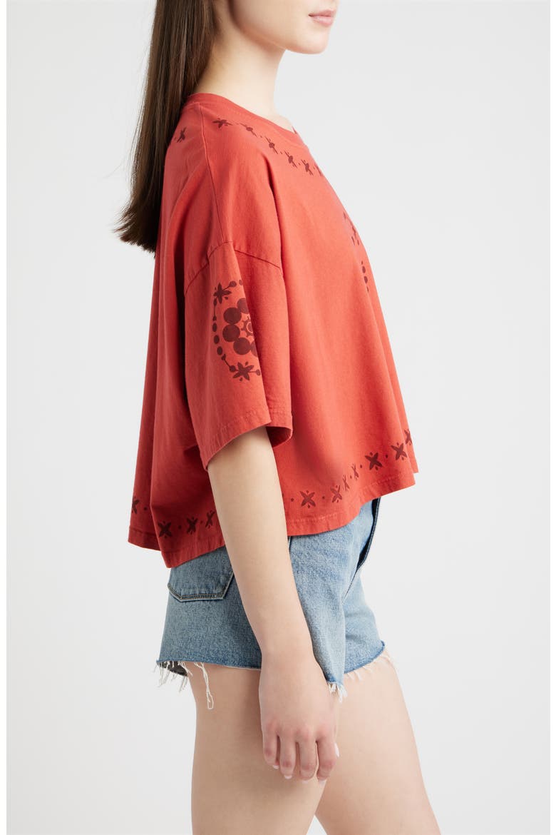 Vintage Floral Cropped Graphic T-Shirt, Alternate, color, CHILI
