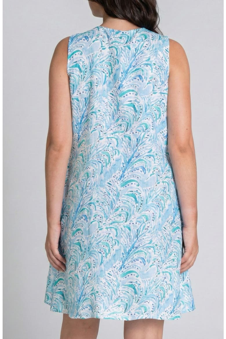 Tropical Palms Linen Shift Dress, Alternate, color, LIGHT BLUE MULTI