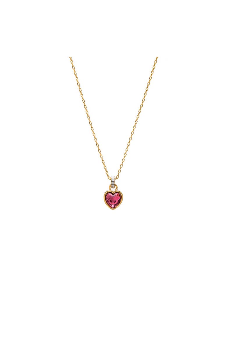 Pink Green Heart Bezel Pendant Necklace, Main, color, Hot Pink