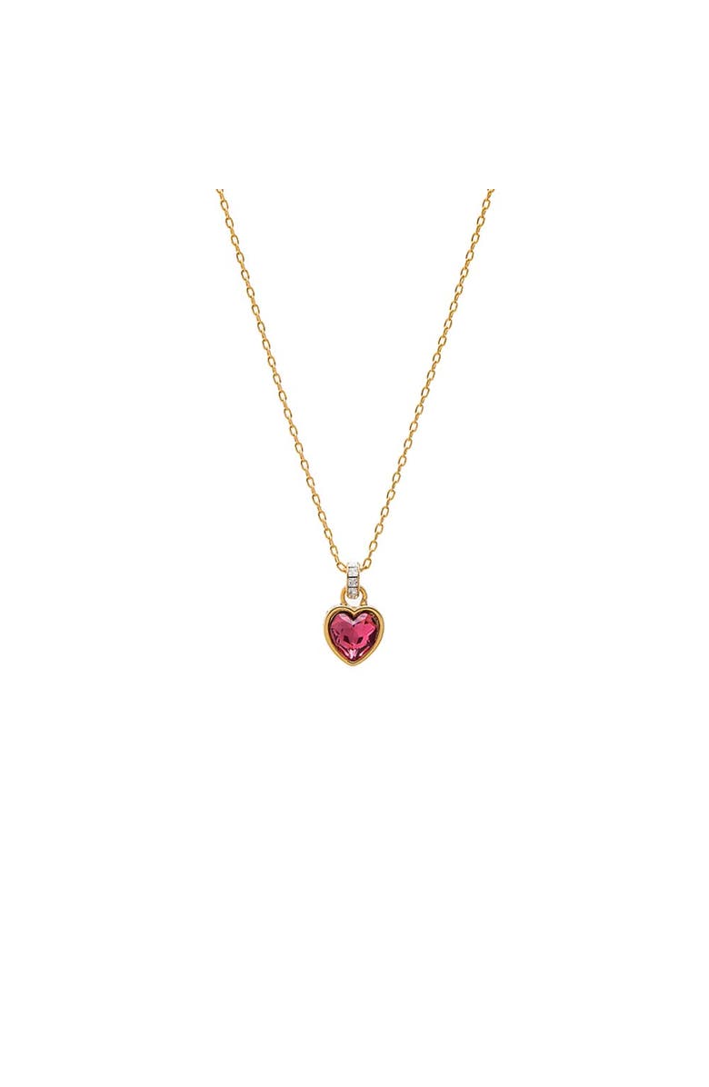 BY ADINA EDEN Pink Green Heart Bezel Pendant Necklace, Main, color, Hot Pink