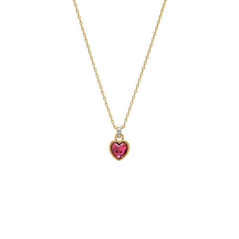 Pink Green Heart Bezel Pendant Necklace