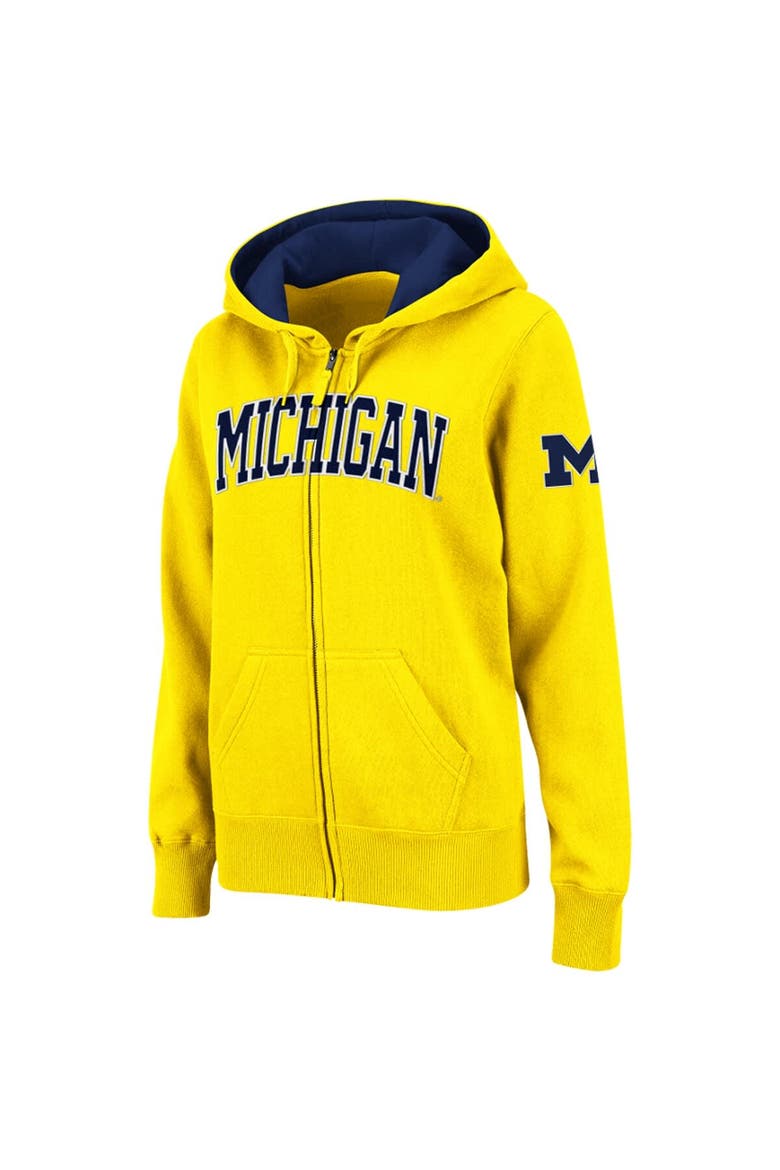Women's Stadium Athletic Gold Michigan Wolverines Arched Name Full-Zip Hoodie, Alternate, color, Maize