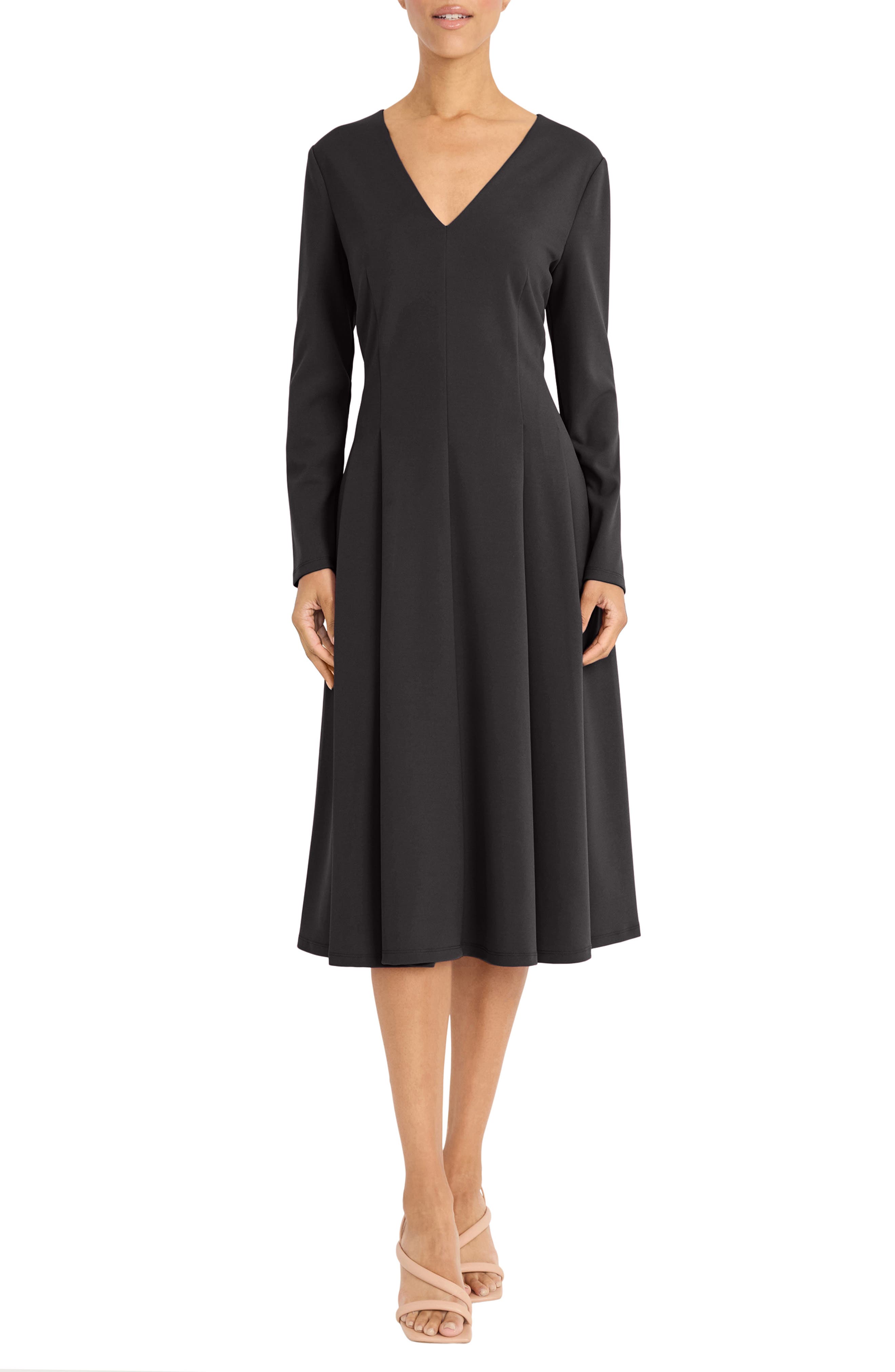 Maggy London Long Sleeve Fit & Flare Midi Dress