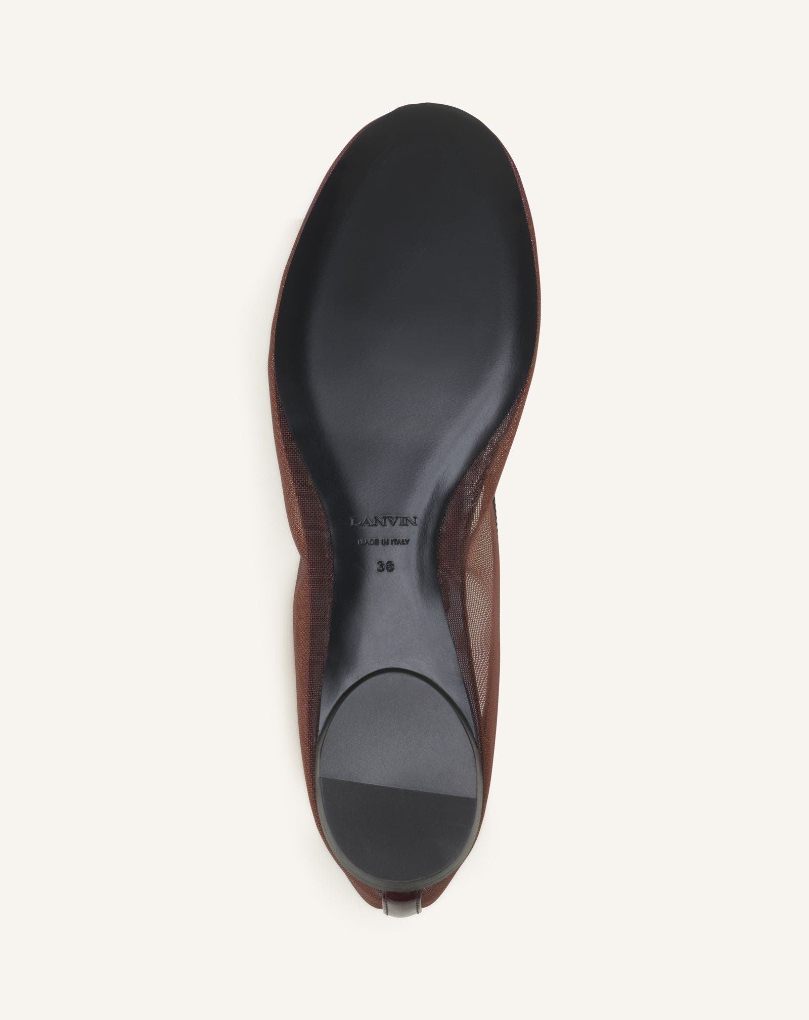 Lanvin The Ballerina Flat In Mesh, Alternate, color, Glossy Brown