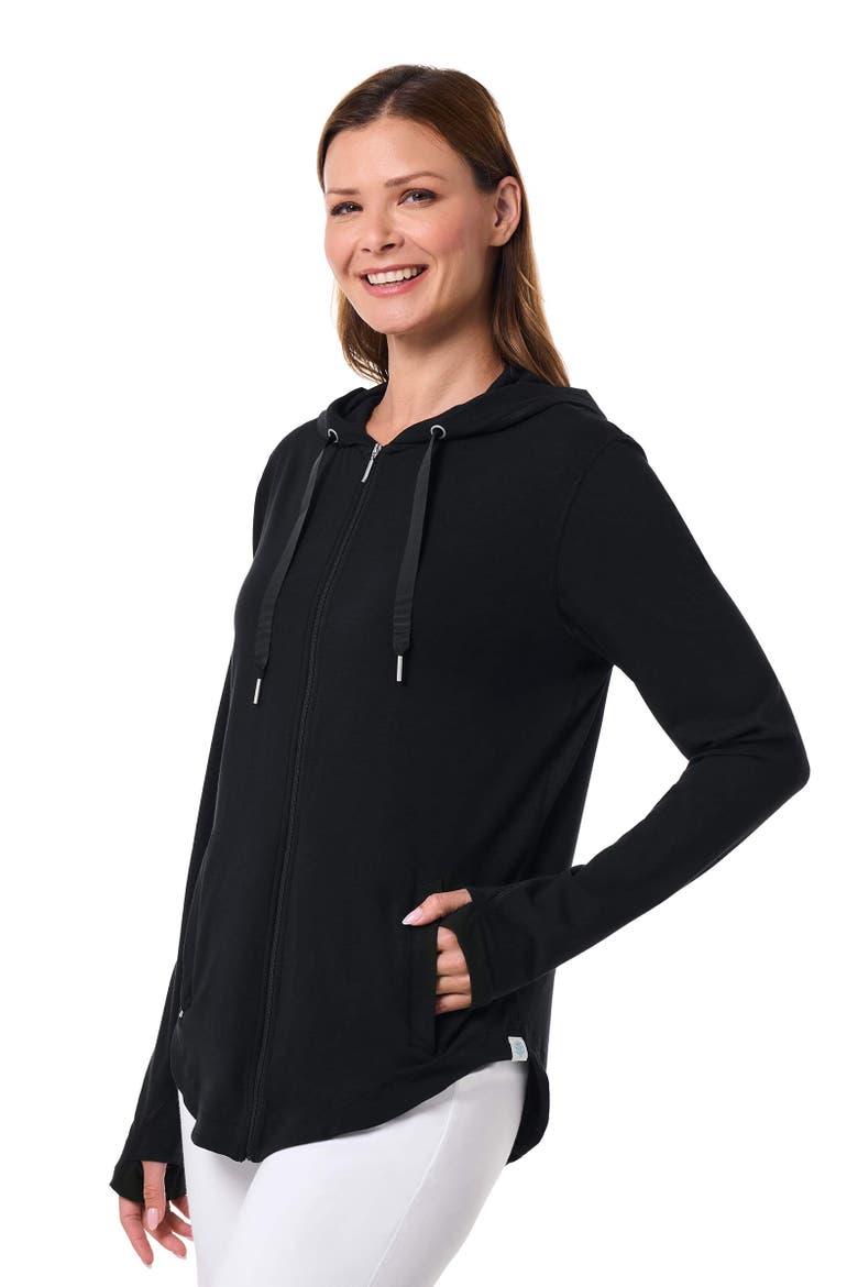 Women's LumaLeo Zip-Up Hoodie, UPF 50+ Sun Protection, Alternate, color, Black