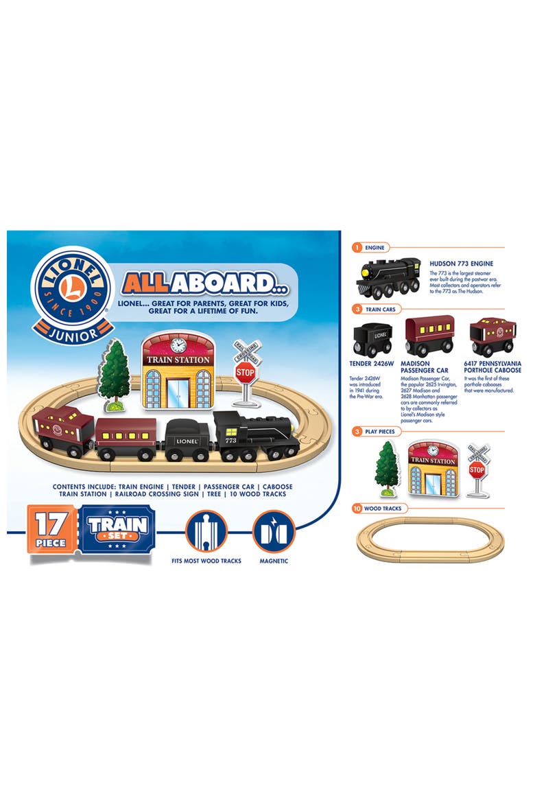 Hudson Train 17-Piece Toy Train Set, Alternate, color, Multicolor