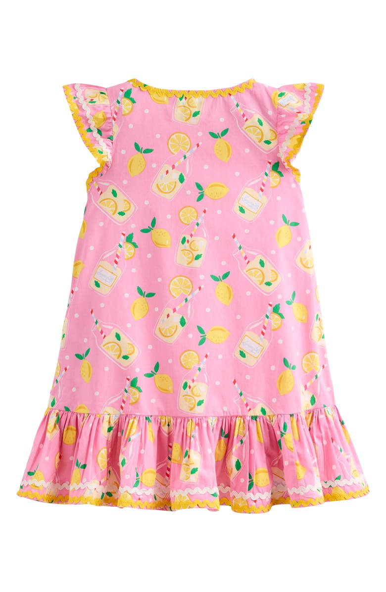 Mini Boden Kids' Lemon Print Cotton Beach Cover-Up Dress, Alternate, color, Chalk Pink Lemonade