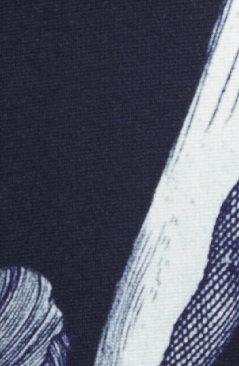 Erdem Floral Print Draped Jersey Midi Dress, Alternate, color, Botanical Engraving Midnight