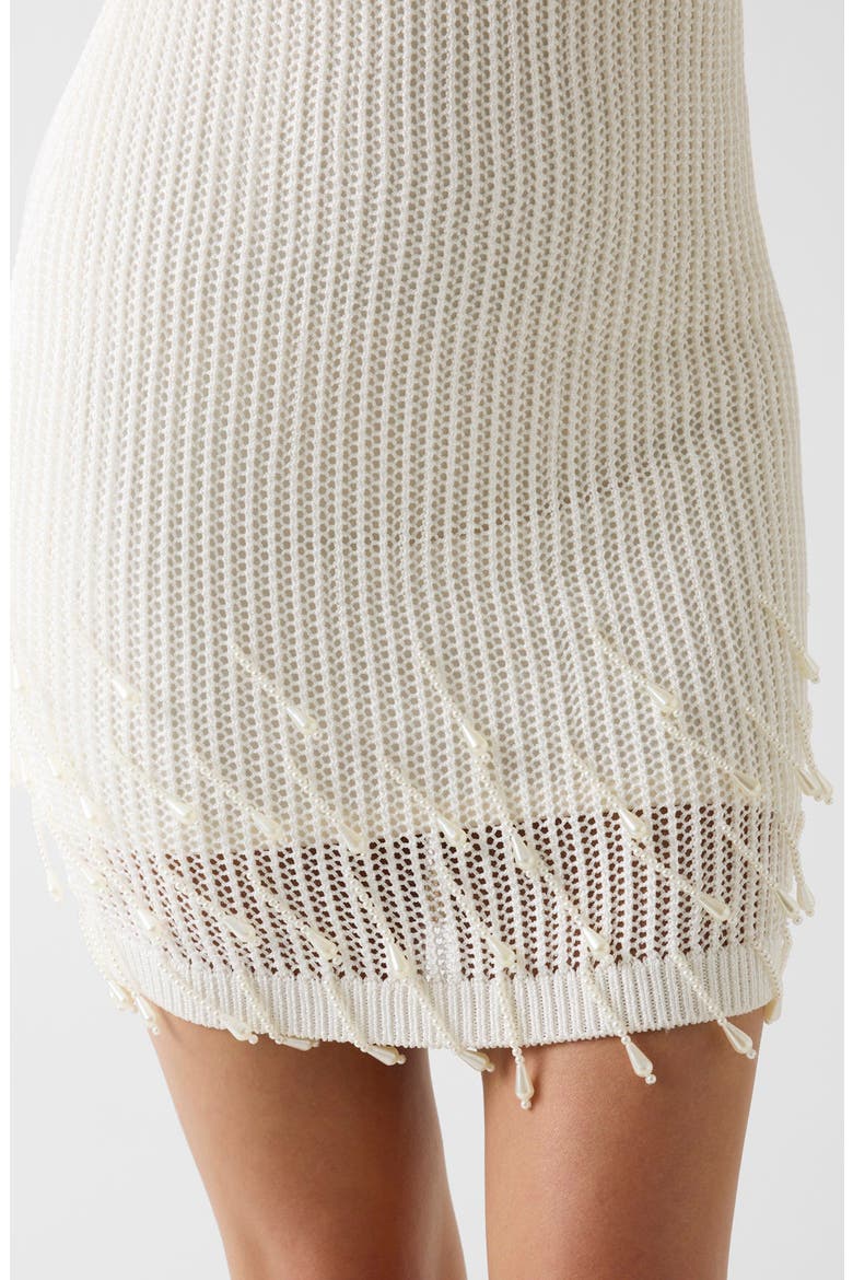 Mayci Beaded Hem Minidress, Alternate, color, DOVE WHITE