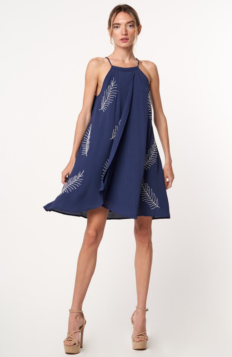 CIEBON Joanna Beaded Palm Minidress, Alternate, color, Navy/White