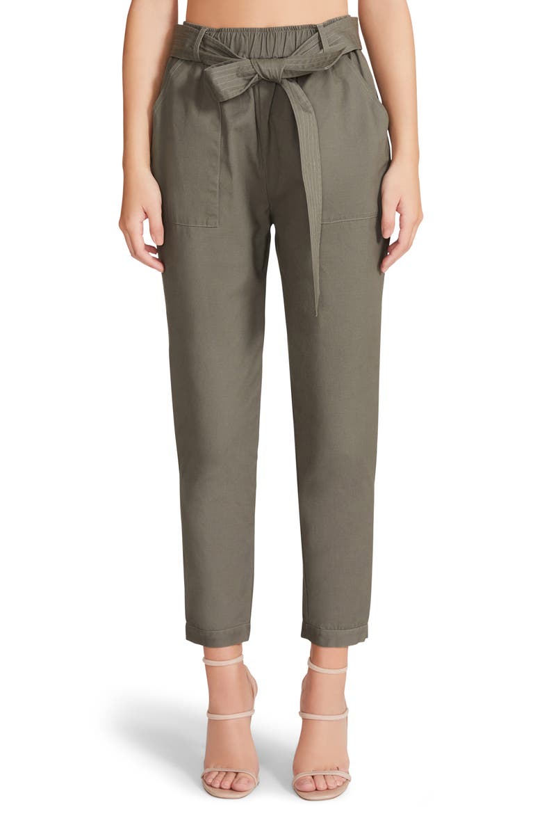 BB Dakota by Steve Madden Tie Waist Cotton Ankle Pants, Main, color,