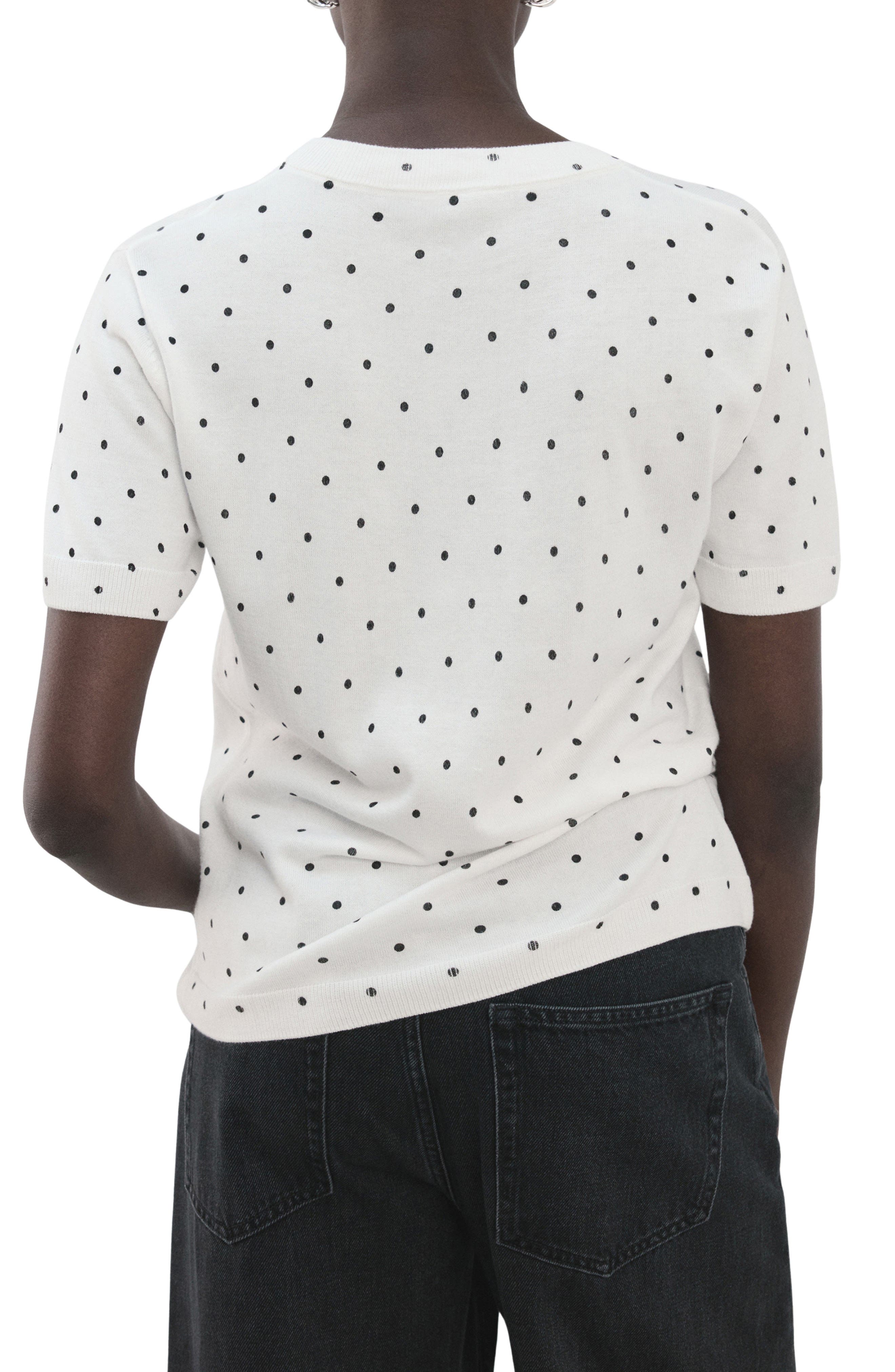 Polka Dot Short Sleeve Sweater - image 2