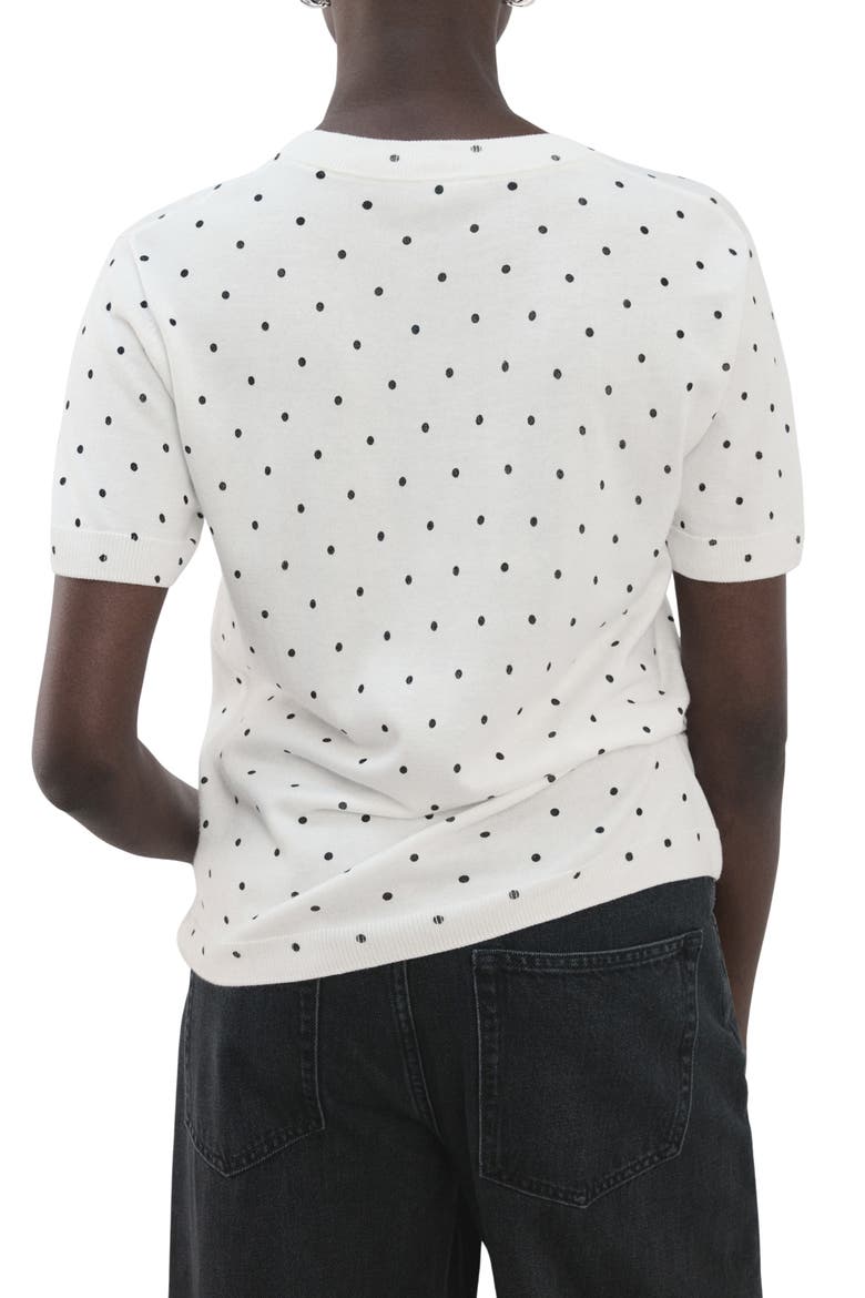 Polka Dot Short Sleeve Sweater, Alternate, color, OFF WHITE
