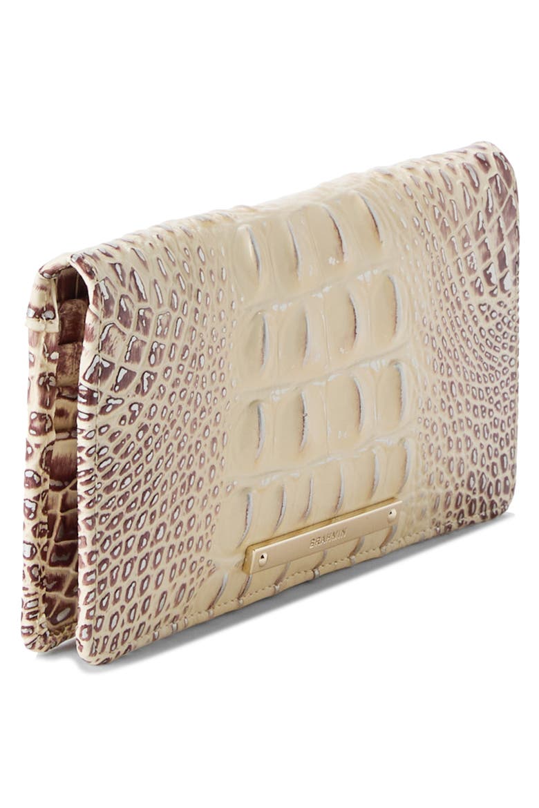 Adelle Croc Embossed Leather Wallet, Alternate, color, GINGER