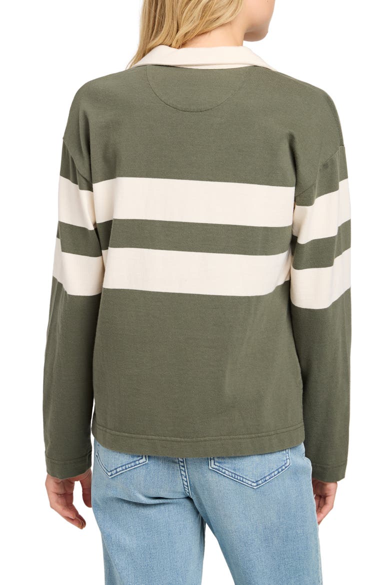 Stripe Long Sleeve Cotton Johnny Collar Polo, Alternate, color, GREEN LAKE STRIPE