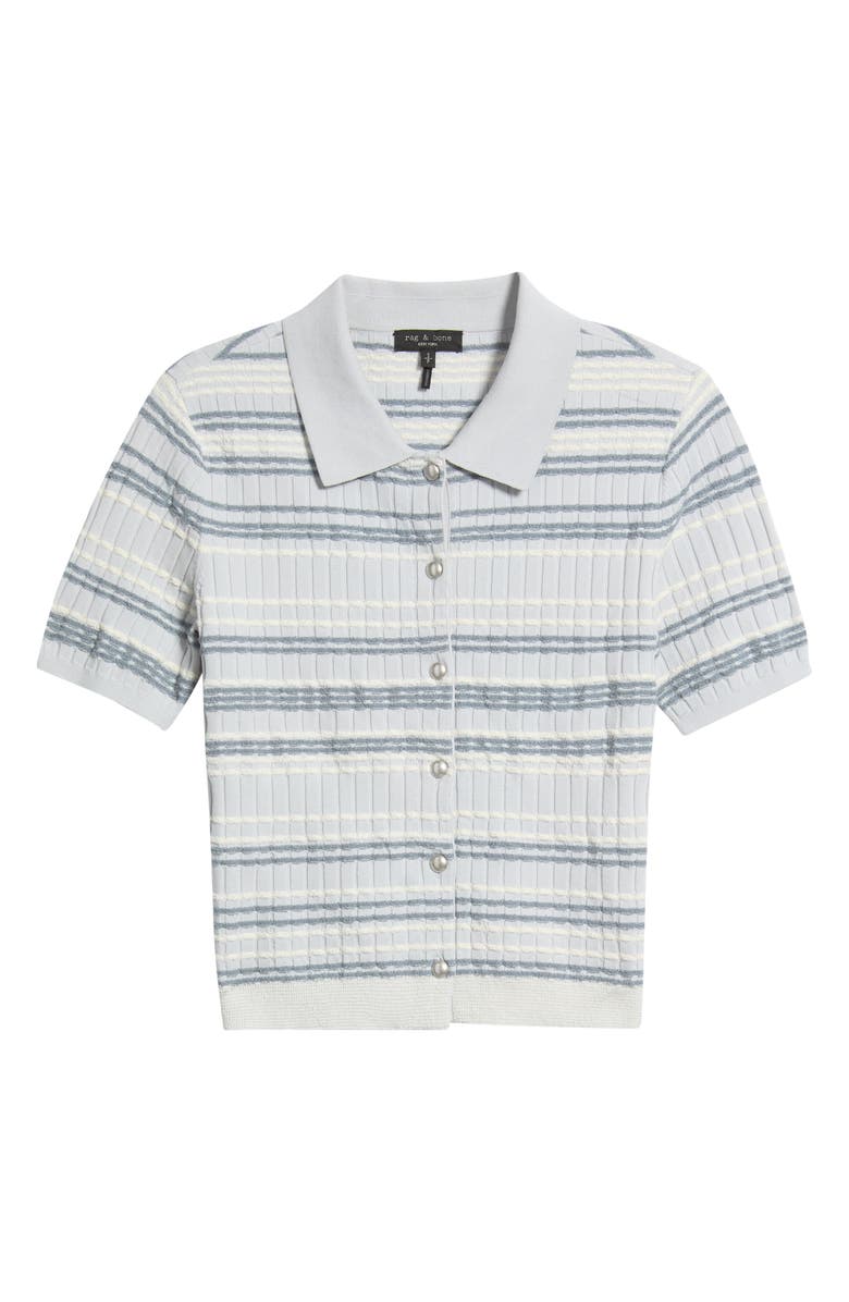 rag & bone Karina Stripe Short Sleeve Cardigan, Alternate, color, Light Blue