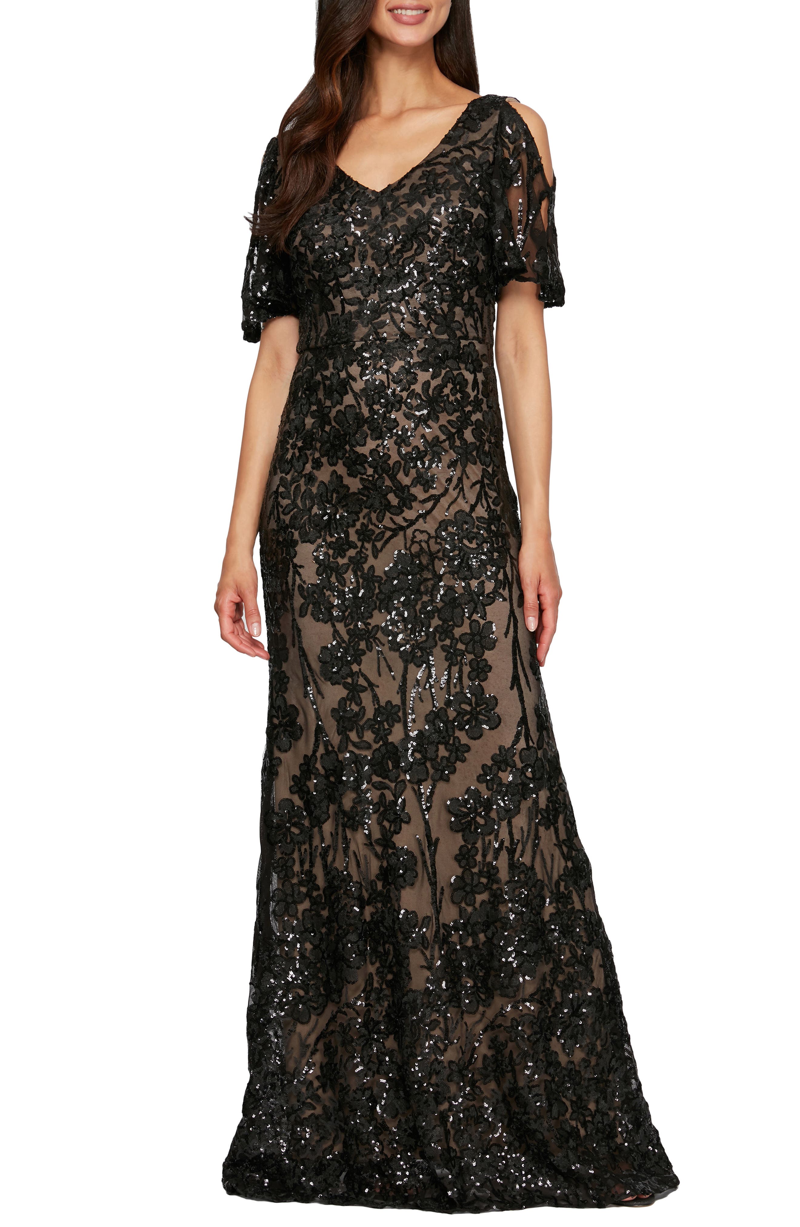 alex evening sequin lace dress Alex Evenings 81122676 Long Sequin Lace Formal Evening Dress