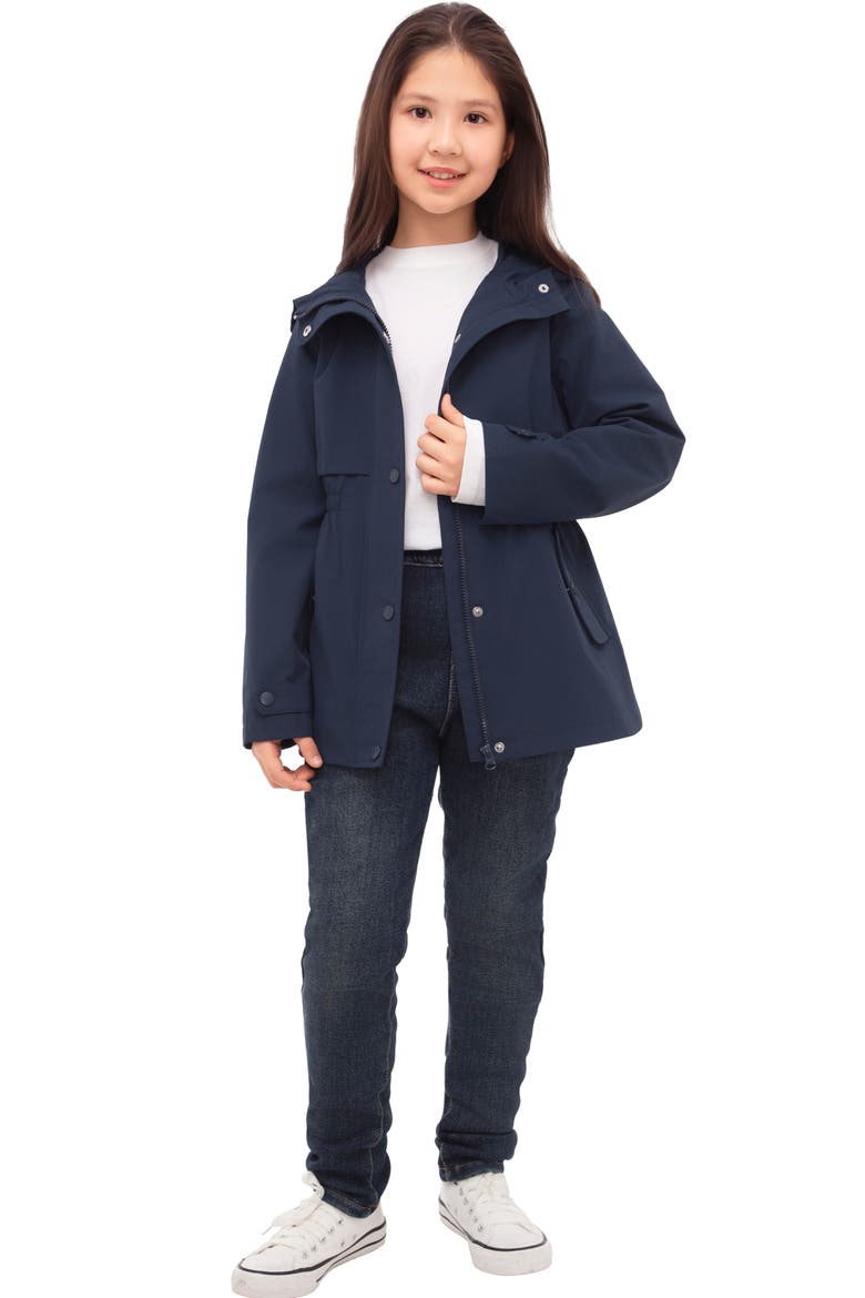 Kids' Trench Coat Hip-Length Hooded Jacket, Alternate, color, Navy