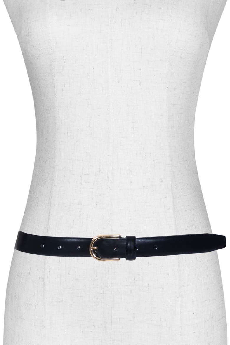 Leather Belt, Alternate, color, BLACK / GOLD