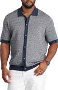 Nautica Big & Tall Jacquard Button-Front Sweater Polo Shirt