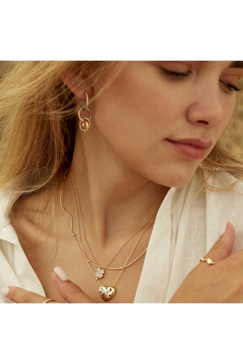 Italian Bead Chain Sterling Silver Satellite Necklace, Alternate, color, Gold