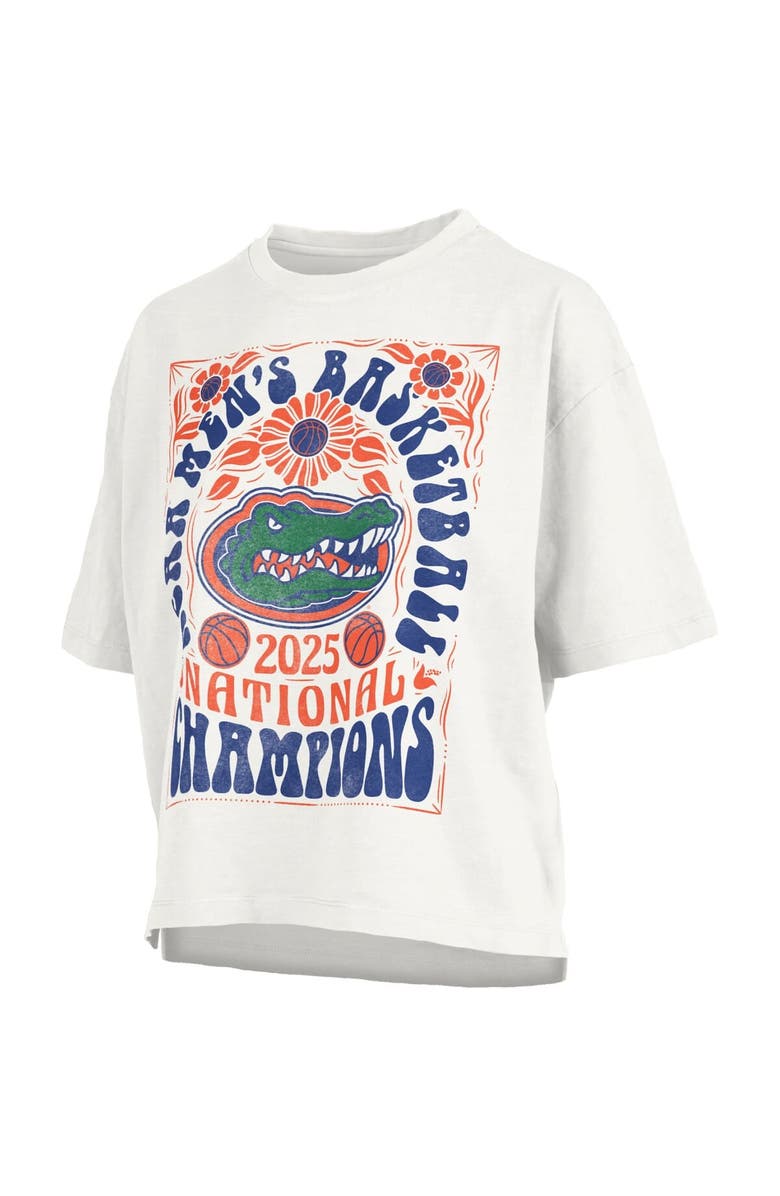 PRESSBOX Women's Pressbox White Florida Gators 2025 NCAA Men's Basketball National Champions Harmony Motley Crew Oversized Slub T-Shirt, Alternate, color, 