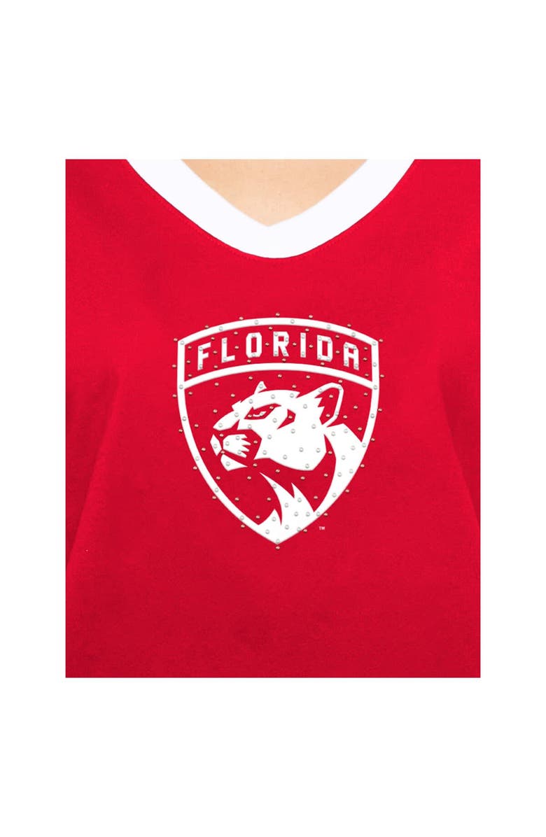 New Era Women's New Era Red Florida Panthers Game Day Rhinestuds T-Shirt, Alternate, color,