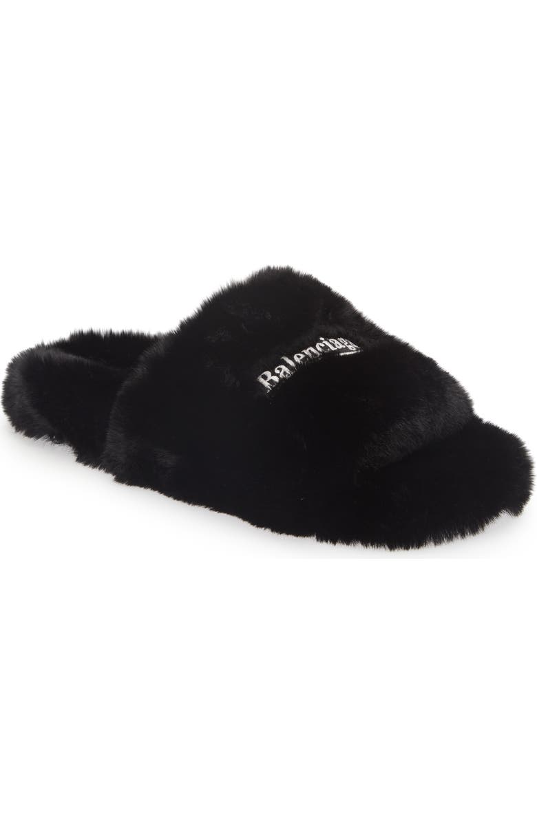 Balenciaga Furry Faux Shearling Slide Sandal, Main, color,