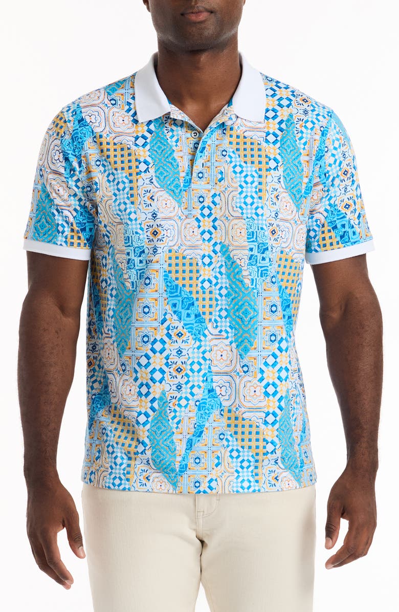 Robert Graham Ward Cotton Polo, Main, color, Blue