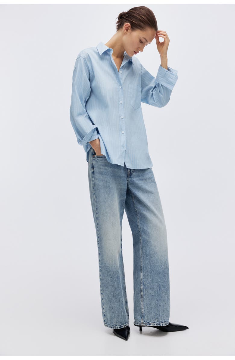 H&M Oversized Shirt, Alternate, color, Light Blue/Striped