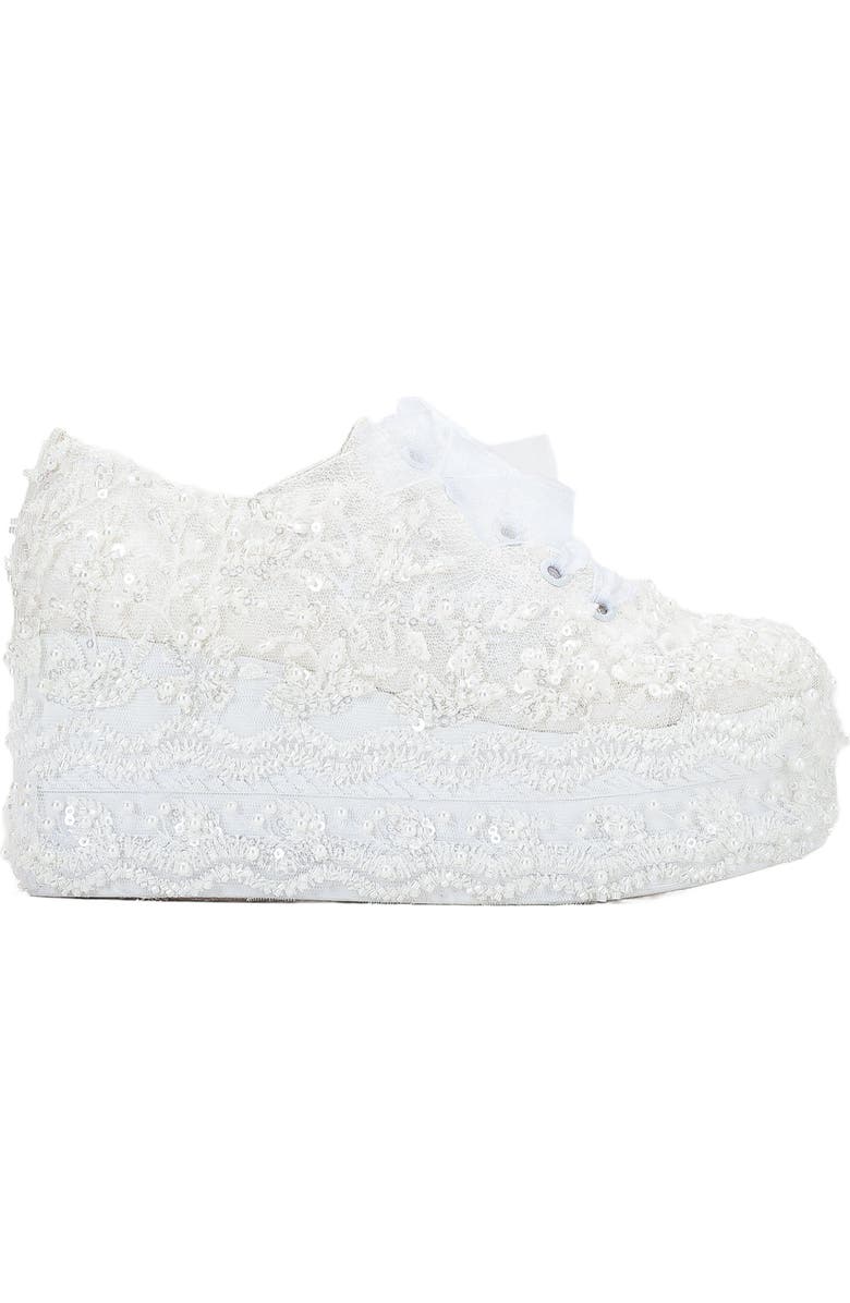 Forever & Always Shoes Florette Lace Bridal Platform Sneakers, Main, color, Ivory