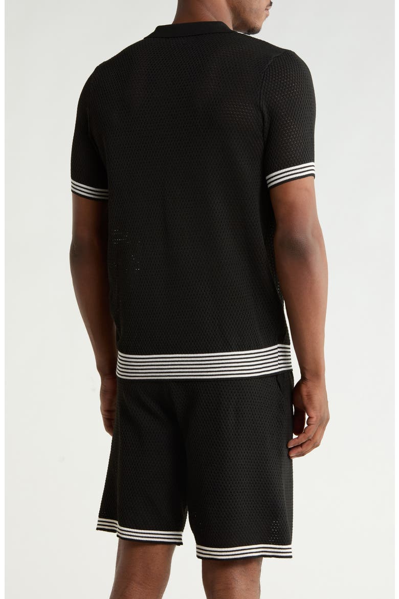 Textured Sweater Polo, Alternate, color, BLACK