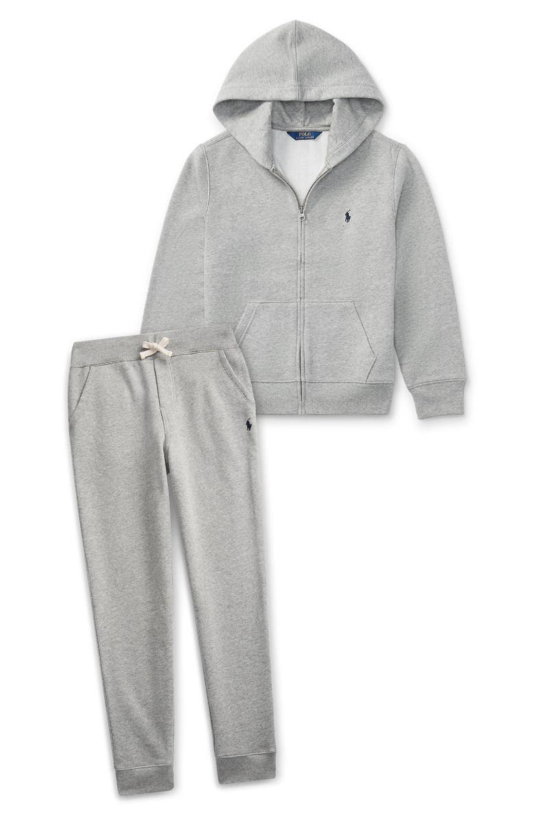 Polo Ralph Lauren Kids' Fleece Zip Hoodie, Alternate, color, Heather Grey