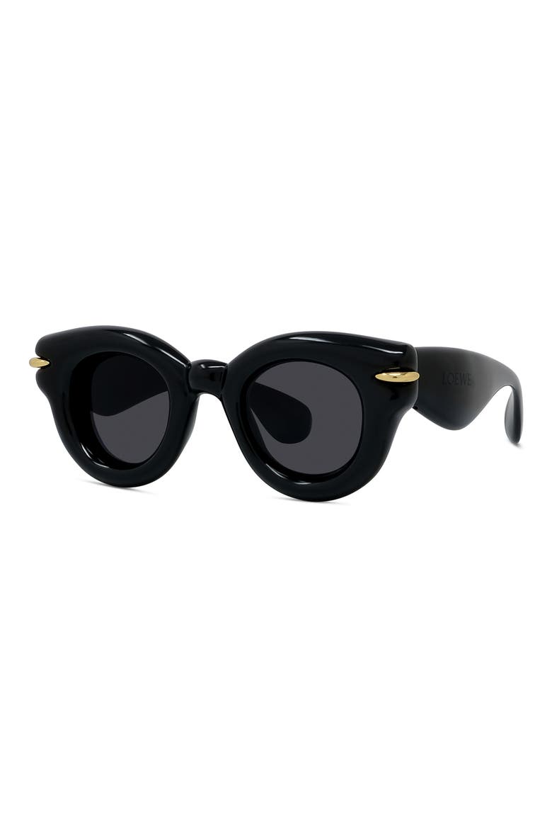 Inflated Pantos 46mm Round Sunglasses, Alternate, color, SHINY BLACK / SMOKE