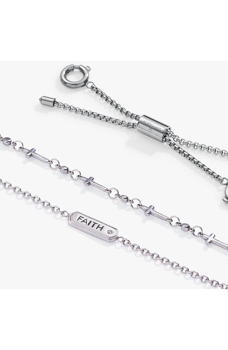 Alex and Ani Faith Stranded Bracelet Set, Alternate, color, Silver