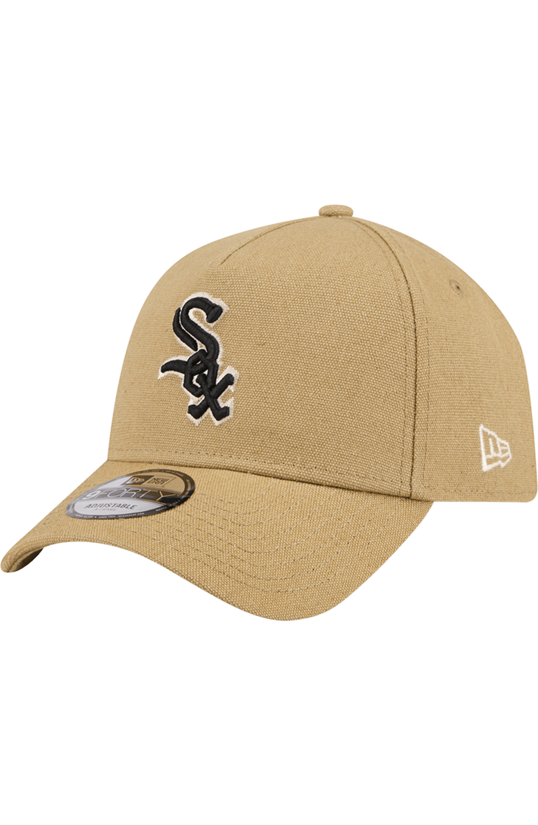 New Era Men's New Era Khaki Chicago White Sox Logo Essentials 9FORTY A-Frame Adjustable Hat, Main, color, Khaki